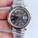 Rolex Oyster Perpetual Day Date 40 Automatic Dark Rhodium Stripe Motif Dial 18Kt White Gold Mens Watch 228239Rssp