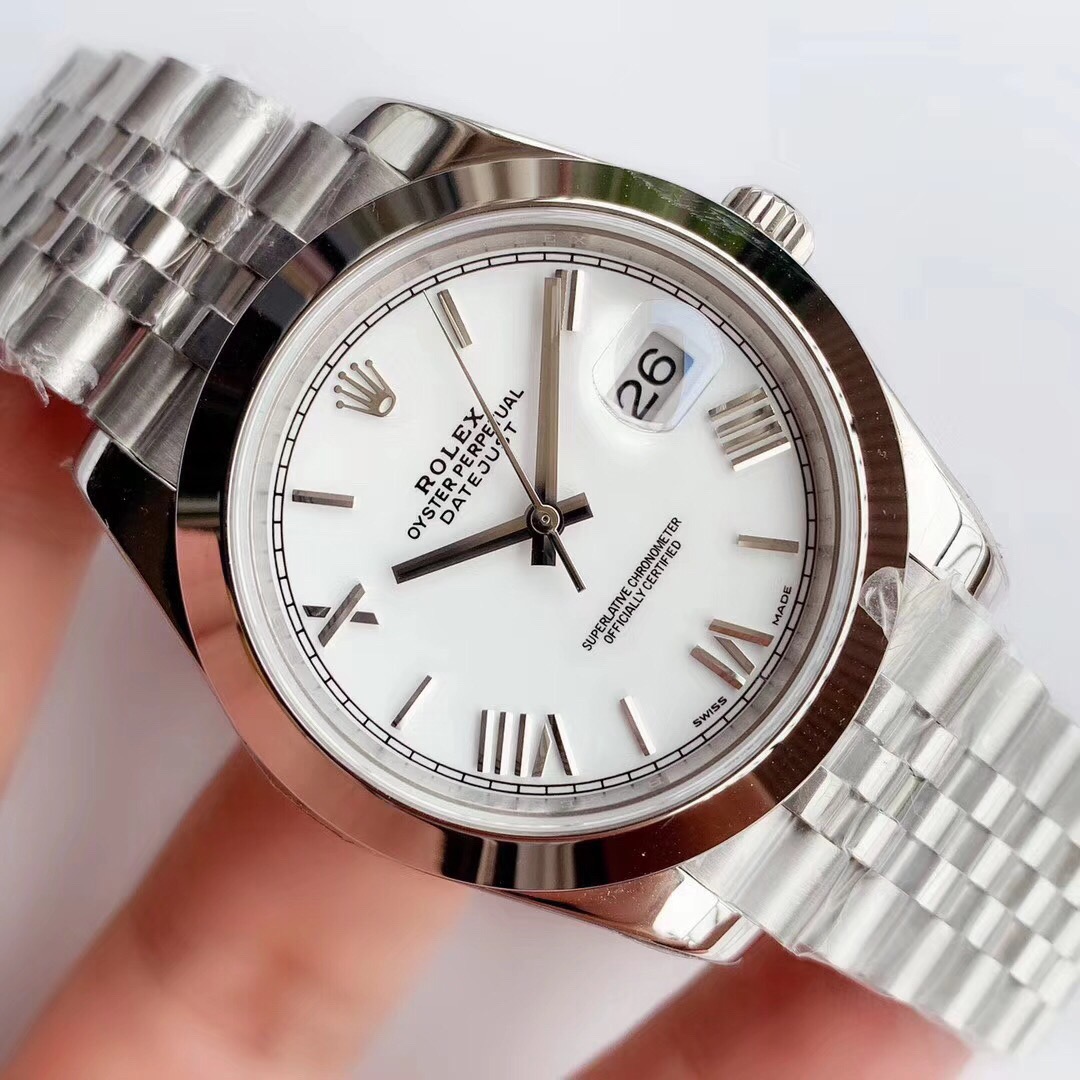 Rolex Datejust Stainless Steel White Roman Dial & Smooth Domed Bezel Jubilee Bracelet 116200