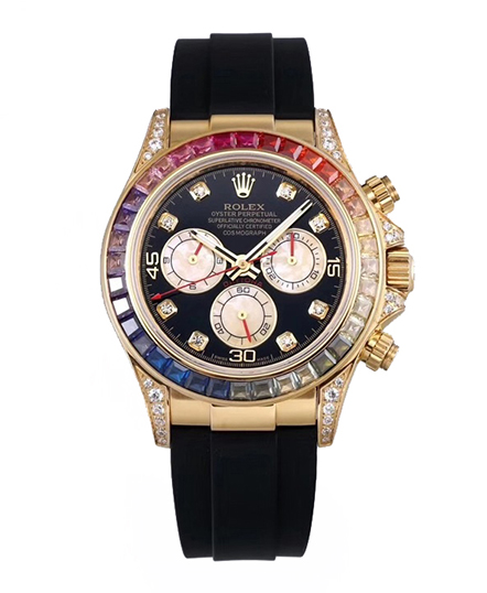 Rolex Cosmograph Daytona Rainbow Bezel Rubber Strap