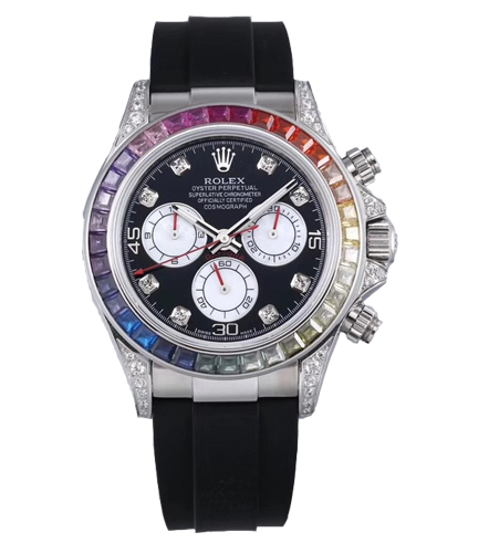 Rolex Cosmograph Daytona Rainbow Bezel Rubber Strap