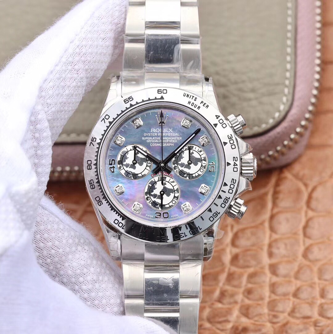 Rolex Cosmograph Daytona  Black Mother Of Pearl Diamond Face Steel & Gold 116523